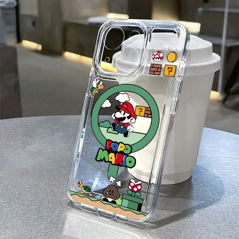 

M-Marios Cartoon Cute Phone Case For Apple iPhone 17 16e 16 15 14 13 12 11 Pro Max Plus Mini TPU Soft Transparent
