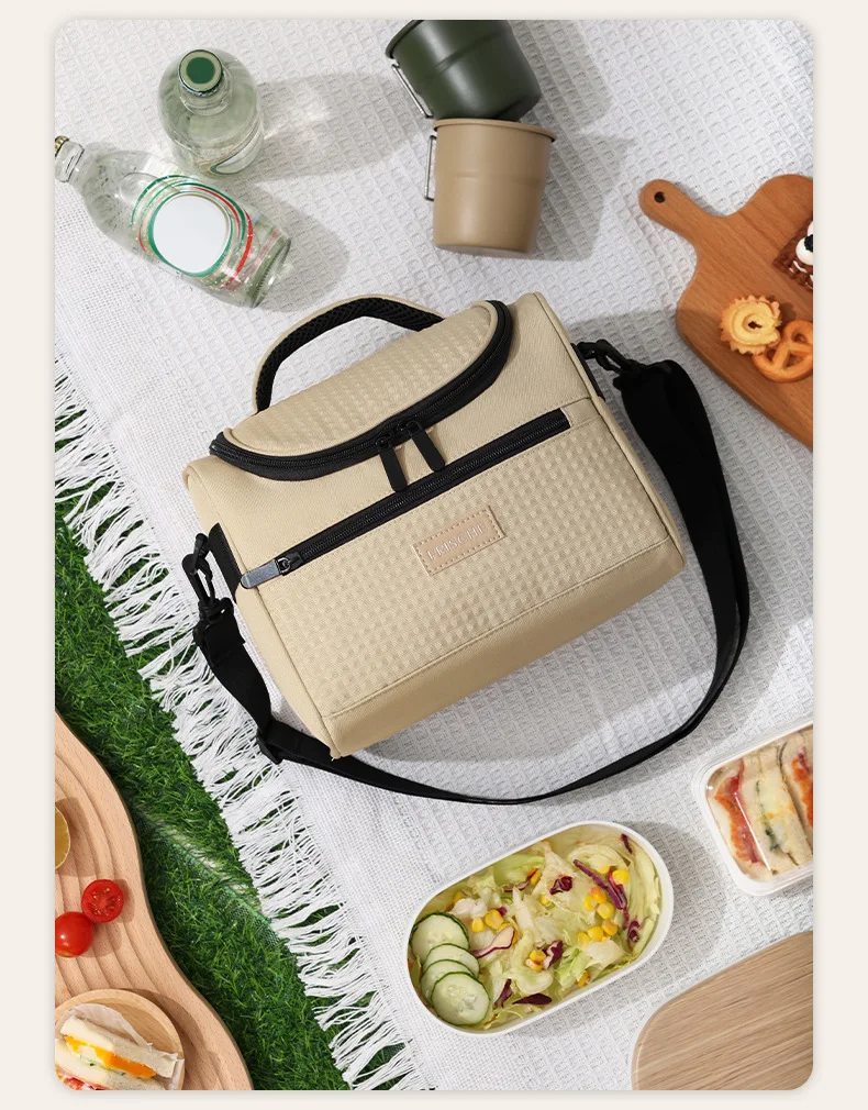 Neue Tragetasche, Kühler, Lunchtaschen, tragbar, für Picknick, Büro, Schule, Isoliertasche mit Schultergurt – Detail 26