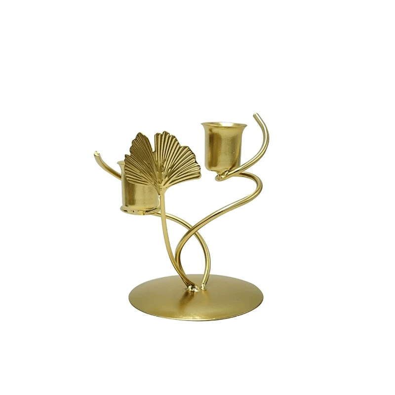 Metal Candle Holder Modern Ginkgo Leaf Tea Light Candlestick Holder Table Decoration for Home Table Centerpiece Party