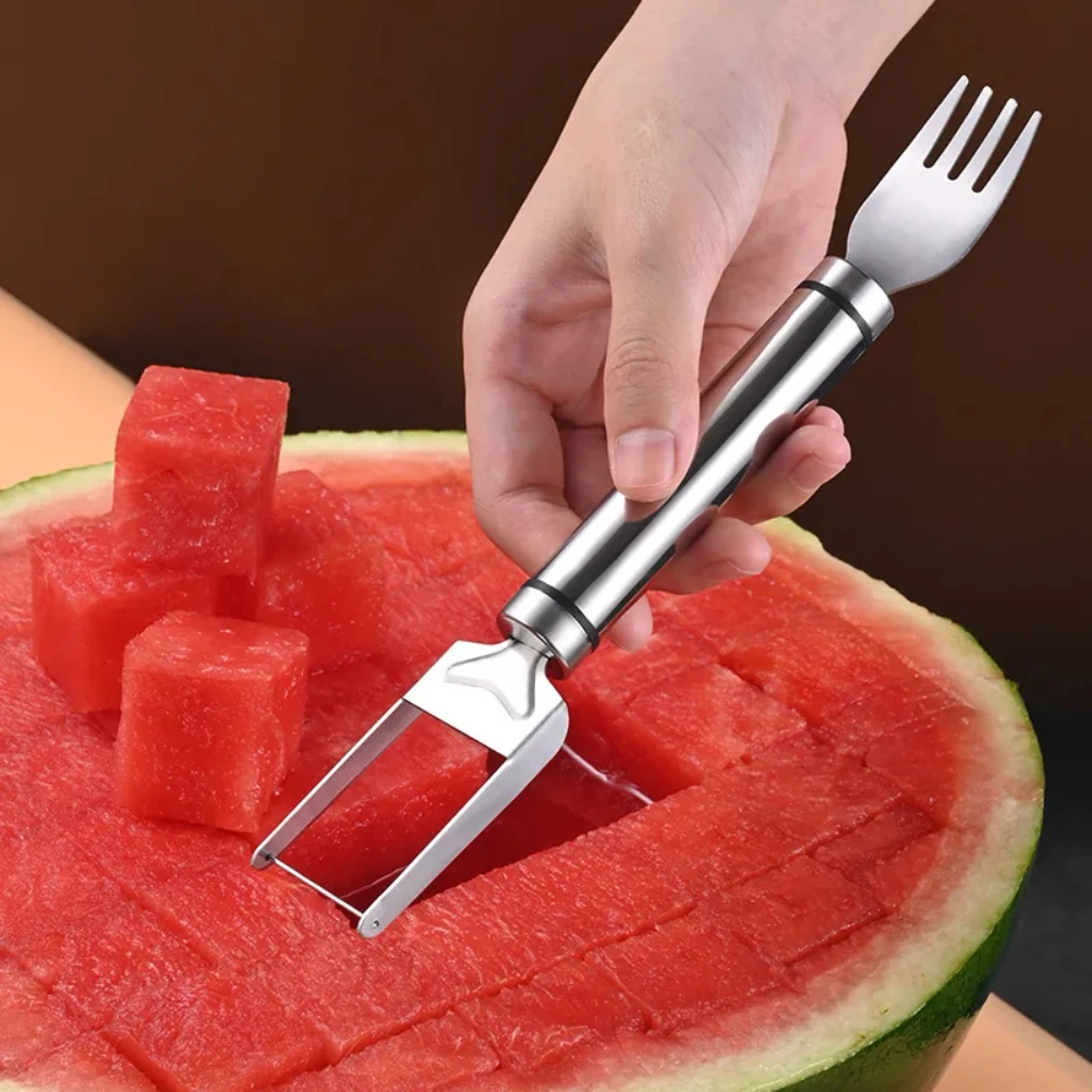 

Stainless Steel Watermelon Cutting Tool Functional Watermelon Fork Slicer Slicing Tool for Melons Fruit Fork Kitchen Gadgets