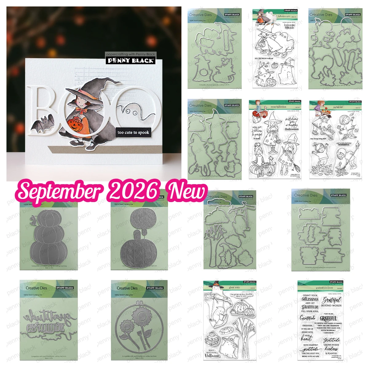 Penny Black Halloween Ghost Story Gratitude Sentiment Fresh and Lovely Petals Metal Cutting Dies Stamps DIY Scrapbook Handmade