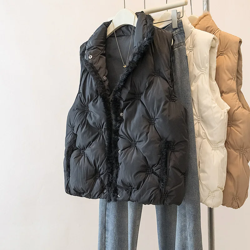 سترة قطنية خفيفة الوزن سترة نسائية لخريف وشتاء نمط جديد سميكة بياقة واقفة وسادة كتف معطف قطني عصري... #4