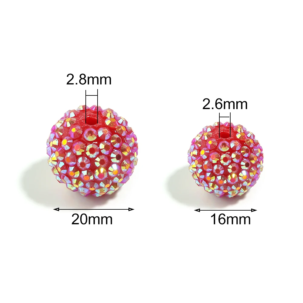 5pcs/lot Resin AB Color Rhinestone Ball Colorful Crystal Beads Loose Spacer Beads For DIY Jewelry Making Necklace Bracelet