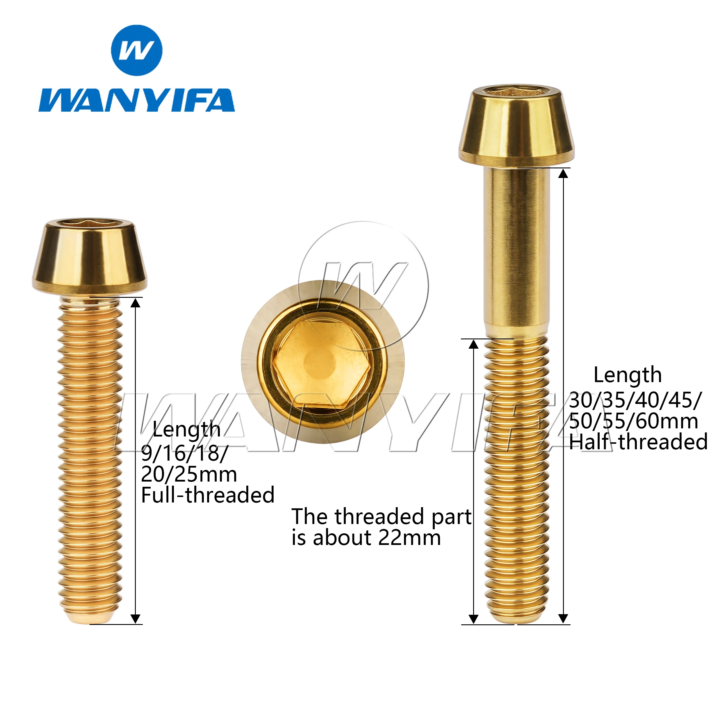 Wanyifa Titanschraube M5 x 9 16 18 20 25 30 35 40 45 50 55 60 mm Inbusschlüssel Kegelkopfschraube Schraube für Fahrradvorbau Sattelstütze