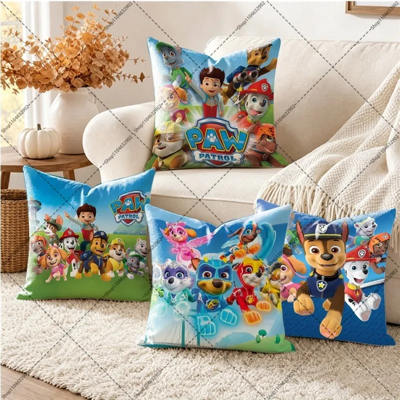 Paw Patrol 45cm Cushion Cover Cute Flannel Pillow Case Cartoon Anime Print Decorative Sofa Pillowcase Home Decoration Party Gift