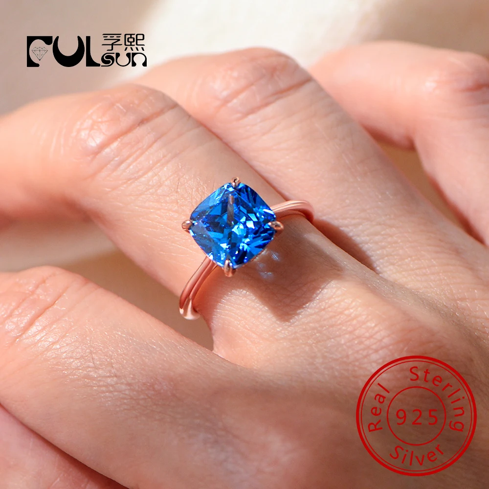 

Изысканные ювелирные изделия из стерлингового серебра 925 пробы, цветные теннисные штабелируемые кольца, темно-синий мини-кластер