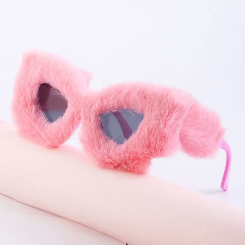 Cat's Eye Frame Plush Sunglasses Outdoor Photos Decoration Black Shades Glasses Sun-Protective Bride Eyewear For Women Girls