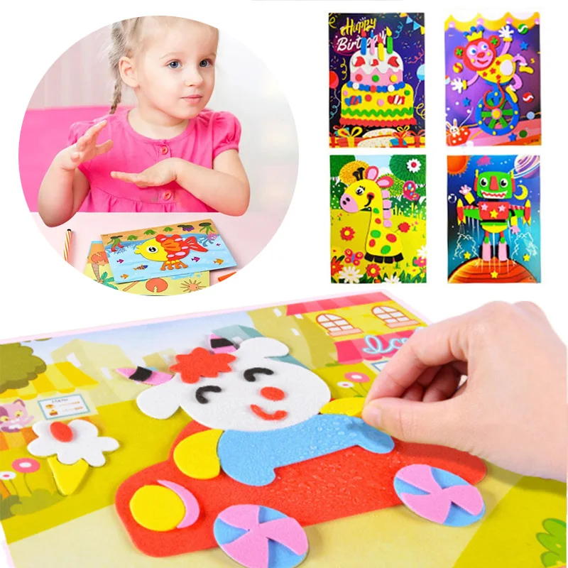 5/10 Uds. Juguetes adhesivos de espuma EVA 3D DIY rompecabezas de animales de dibujos animados para niños estilos multipatrones juguete para niños regalo TMZ