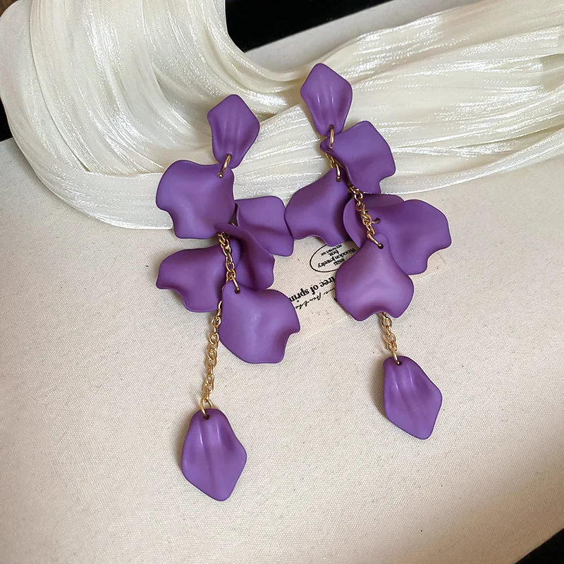 Bohemian Flower Drop Earrings with Long Tassels