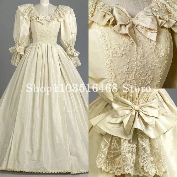 History Museum Victoria Prom Dress Beige Silk Taffeta Fluffy Applique Lace A-Line Gown فساتين سهرة Women's Party Dresses