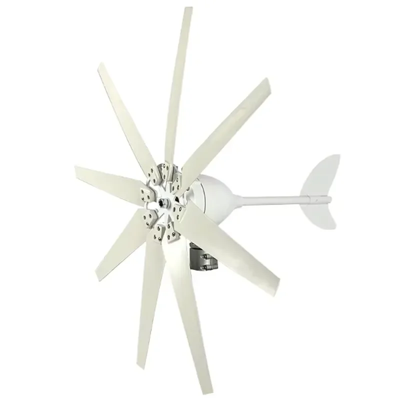 1500W 8-Blade Wind Turbine 12 / 24 / 48VDC 220VAC Light Wind Start & Rainproof for Low-Voltage Charging