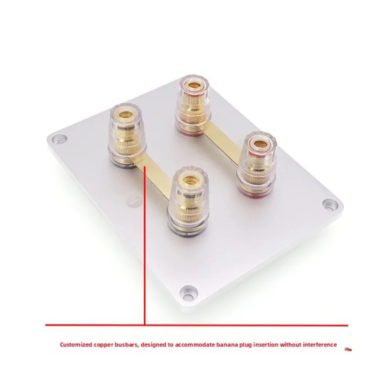 4 2 position square round speaker aluminum alloy rear panel junction box copper post audio terminal DIY accessory