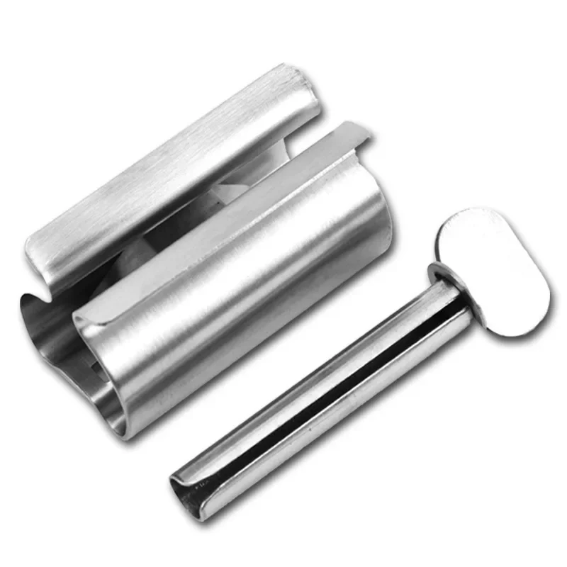 Juego de accesorios de baño, tubo exprimidor de pasta de dientes, soporte para cepillo de dientes, estante dispensador de acero inoxidable