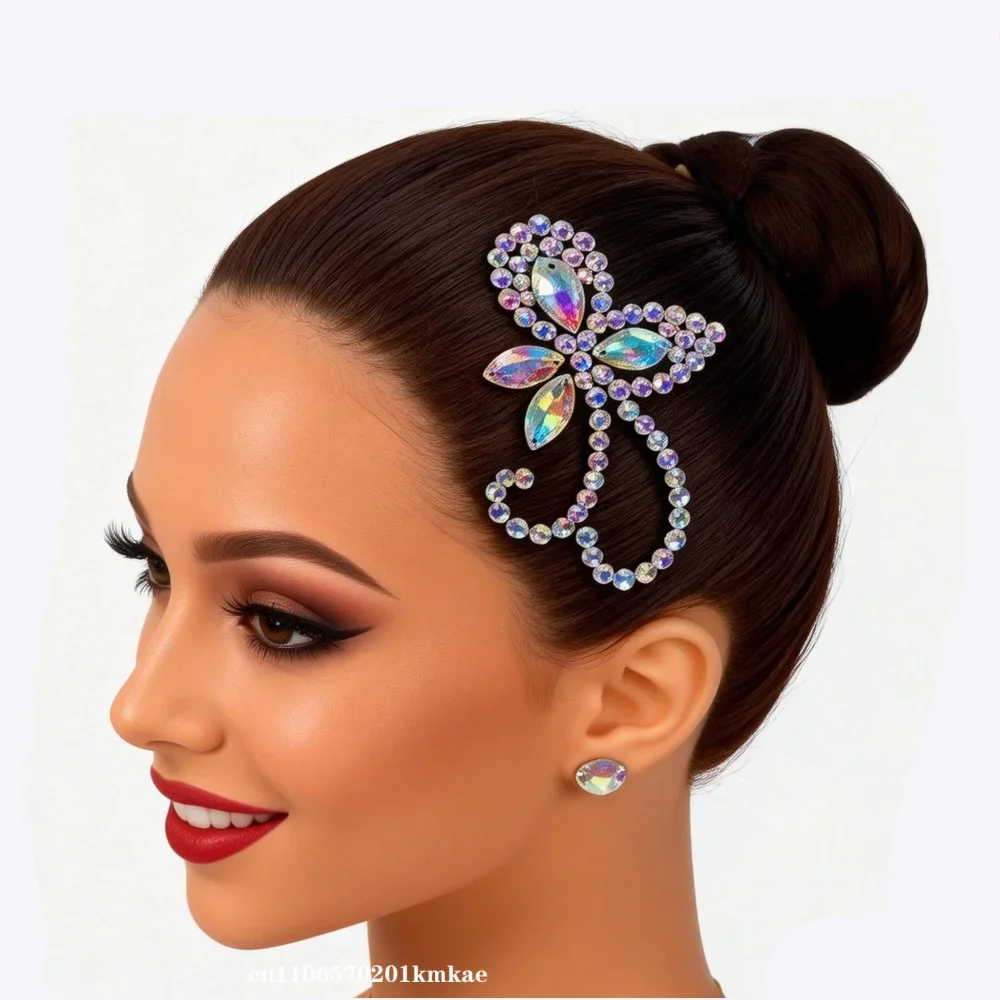 Bauchschmuck, lateinamerikanische Tanzaccessoires, AB-Steine, Kopfschmuck, modernes Tanzen, Gesellschaftstänze, Auftrittsaccessoires, Blumen-Haarspange – Detail 8