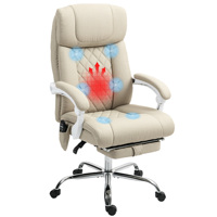 HOMCOM 6-point massage office chair reclining rotating desk chair with heating function height adjustable footrest high backrest and Beige studio remote control