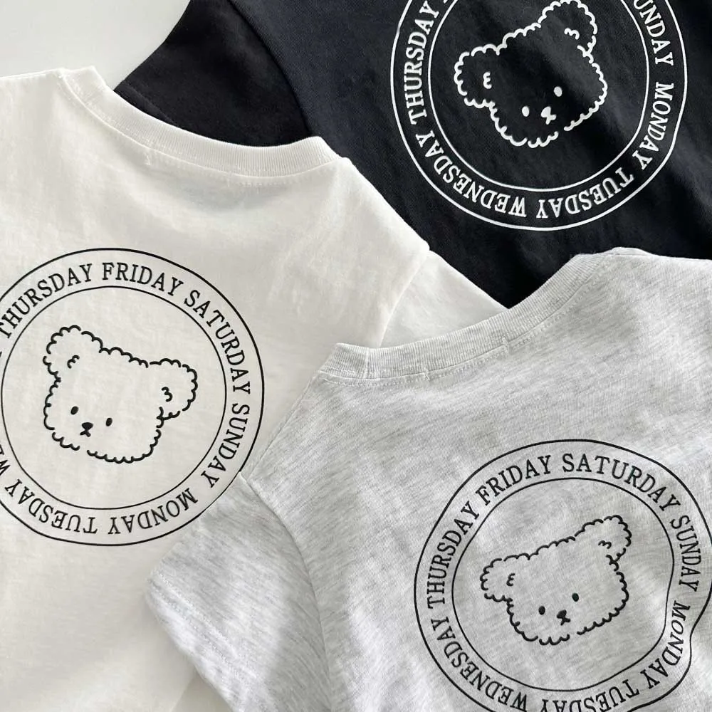 2024 Spring Summer New Girl Baby Short Sleeve Bodysuit Infant Boy Cute Bear Print Onesie Cotton Newborn Toddler Cartoon Clothes