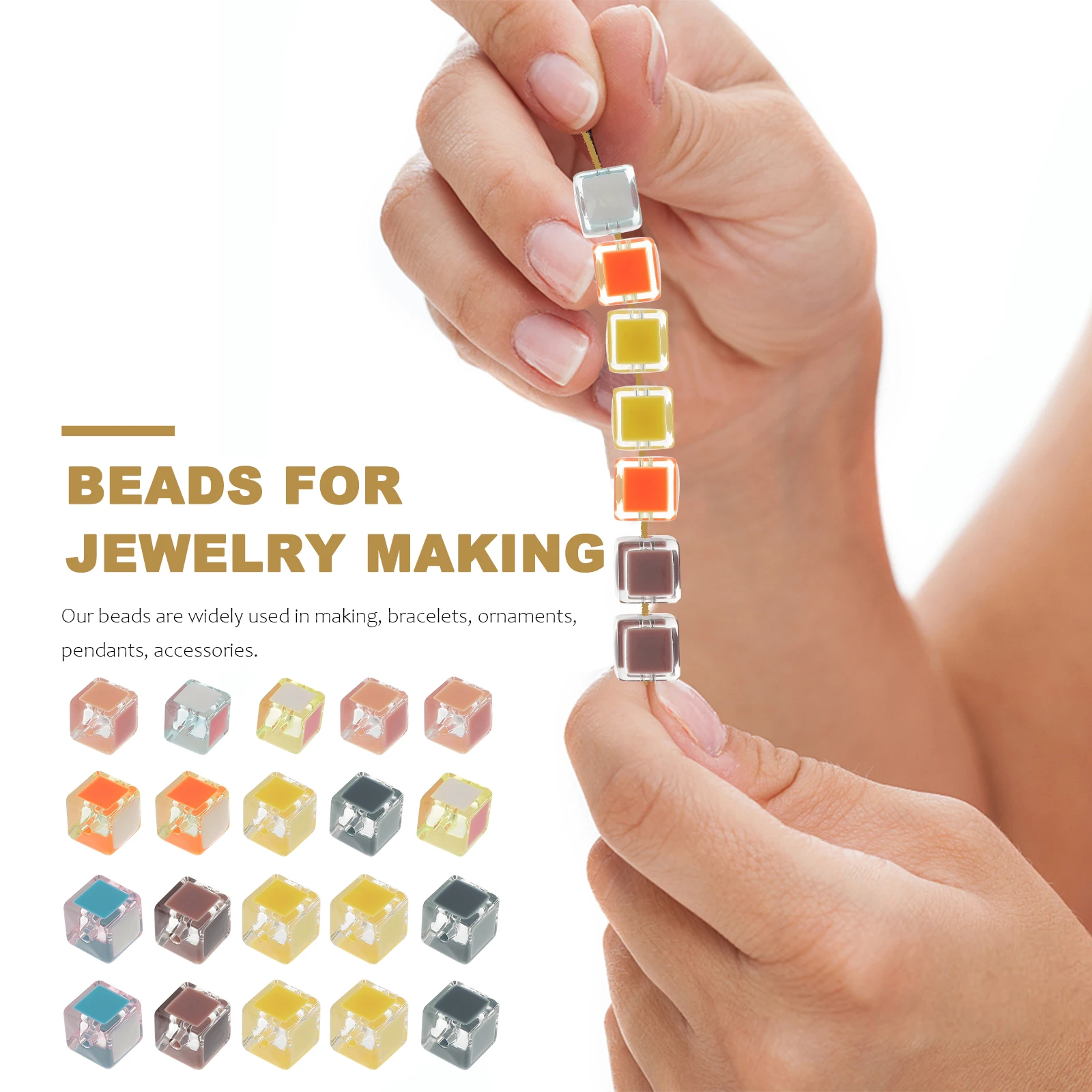 

20Pcs Acrylic Cube Beads for Jewelry Making Bracelets Necklaces Earrings DIY Christmas Gifts Beads for Jewelry Making