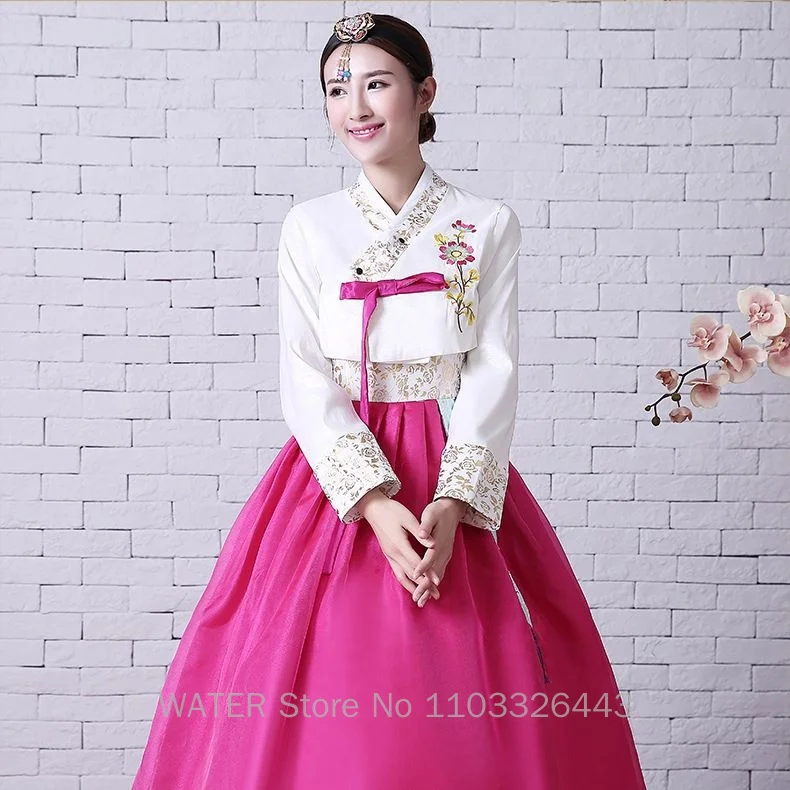 WATER Traditional Korean Women's Hanbok Dresses Female Folk Stage Dance Costumes Korea Modernized Fusion Hanbok Dress Modern