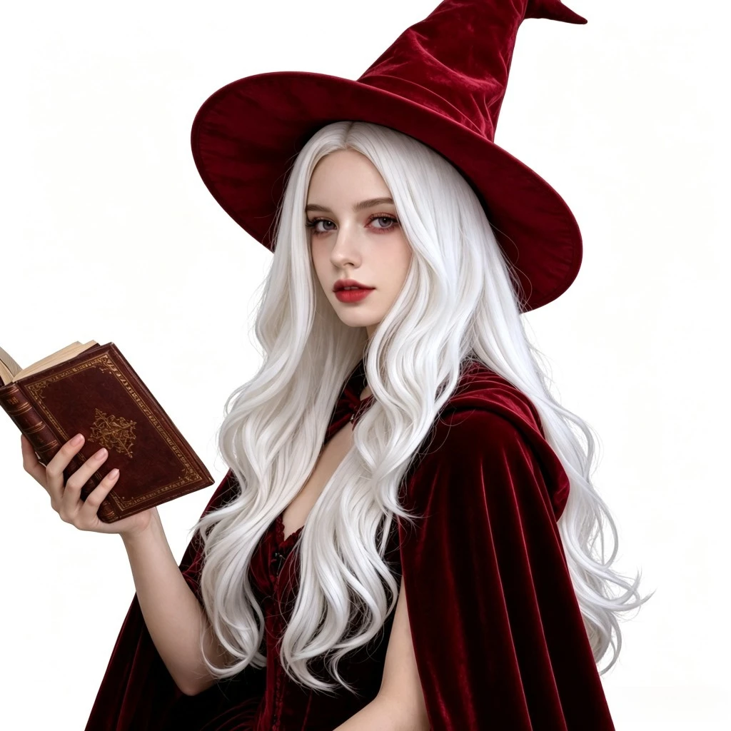Women White Long Wavy Witch Wig 65CM Middle‑Part Matte High Temperature Synthetic Wig for Halloween Carnival Fancy Dress Cosplay