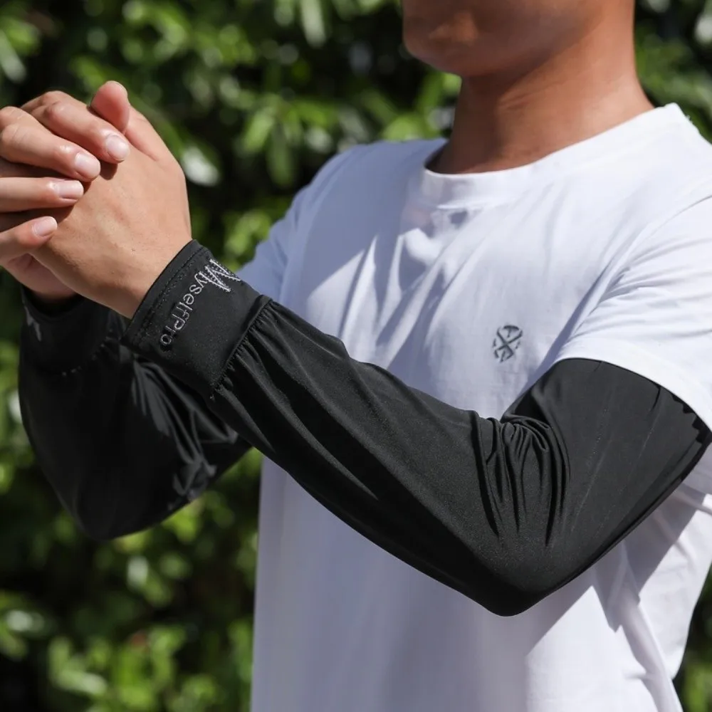 

Cooling Ice Silk Cooling Arm Sleeves Breathable Loose Fit Long Arm Glove Large Size UV Protection Arm Cover Cycling