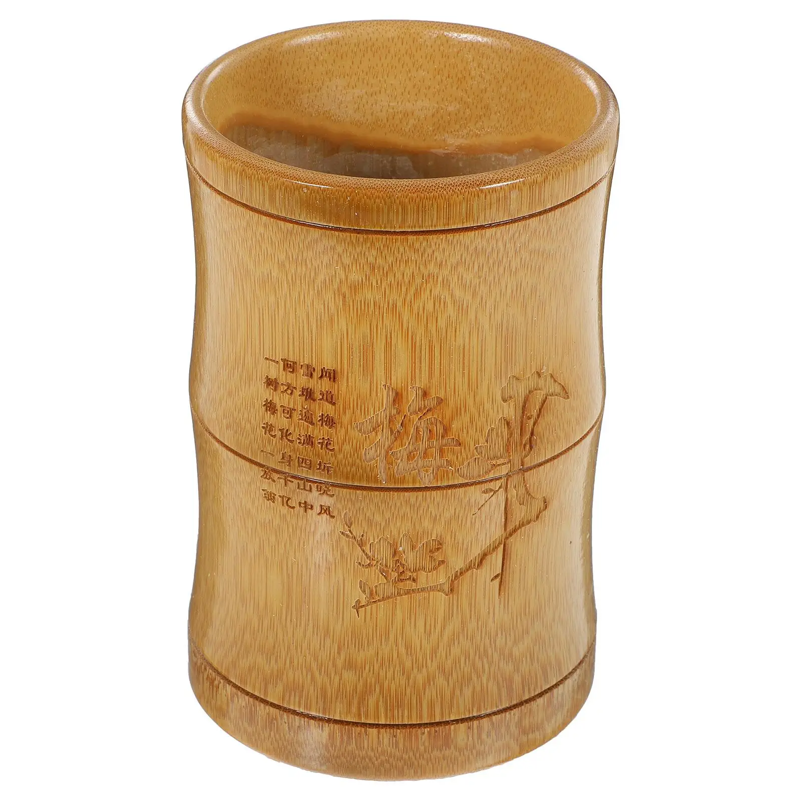 Bamboo Wood Pen Holder 13cm Height 8-10cm Diameter Retro Chinese Style Office Desk Organizer Pencil Cup Container Gifts