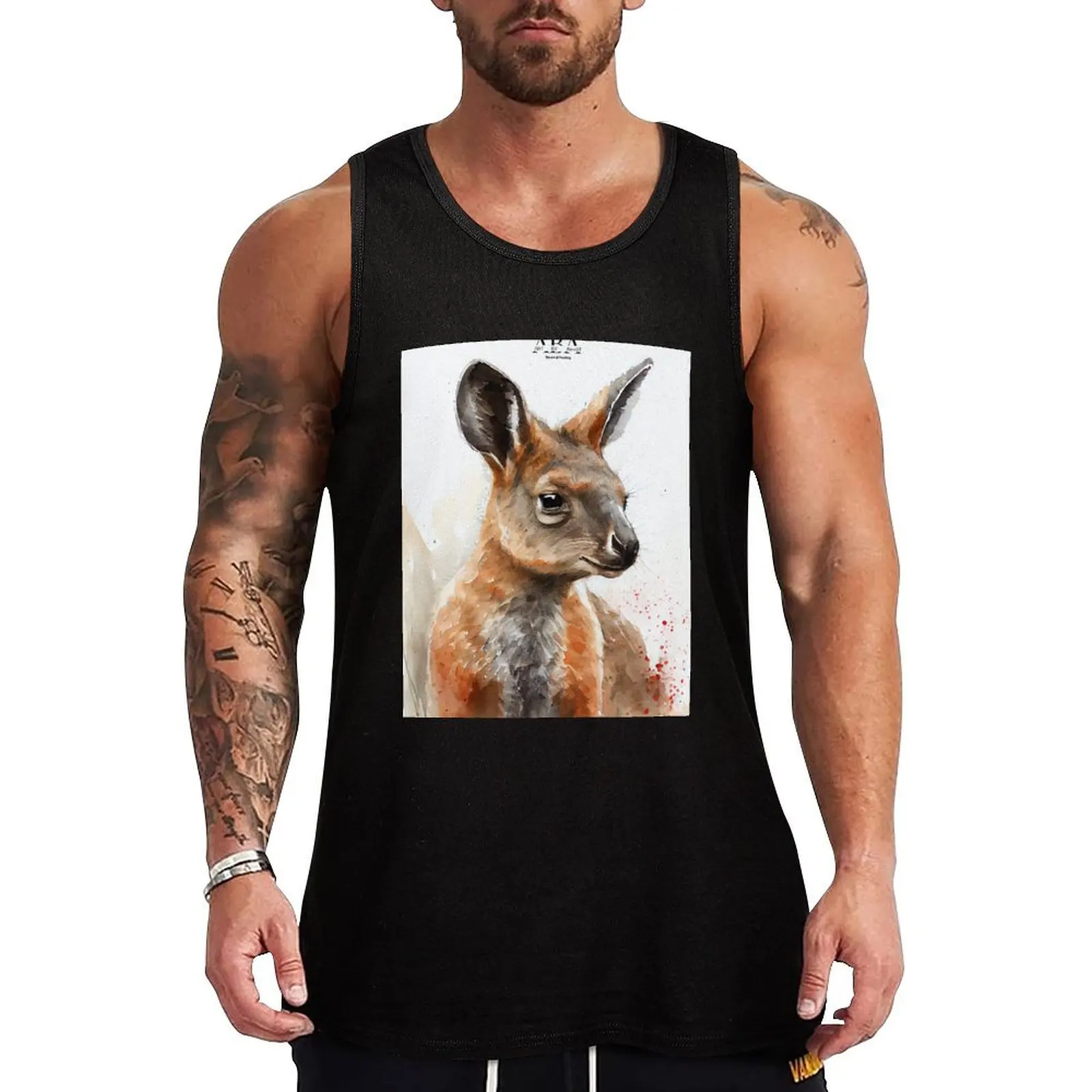 Australian terrestrial mammals Wallaby - Watercolor Paint Tank Top Top mens gym clothes