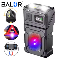 BALDR MINI LED Keychain Flashlight USB Rechargeable Portable Tail Magnet Torch 180° Rotatable COB Side Emergency Camping Lantern