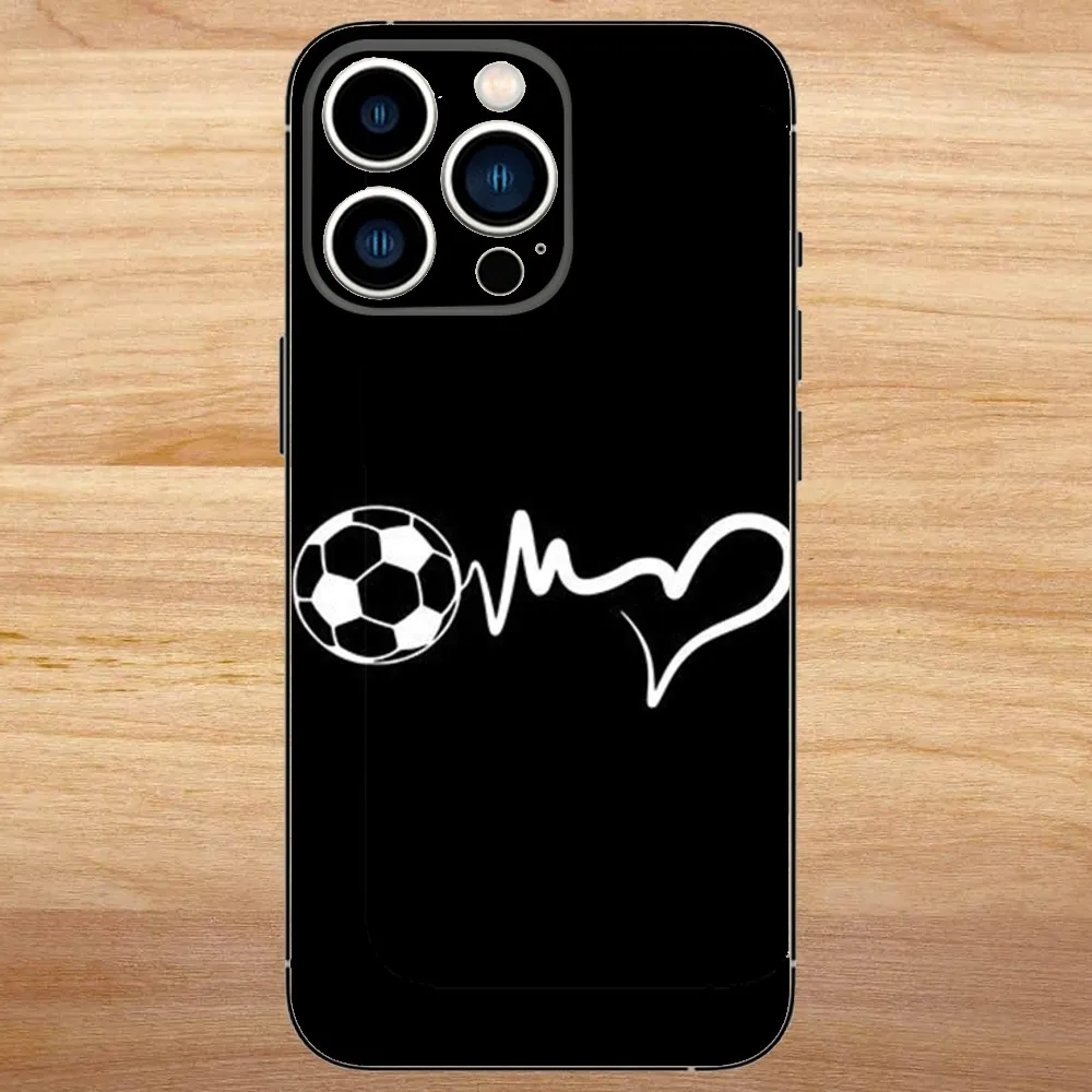 Football Heart Beat Phone Case For iPhone15,14,13,12,11,Pro,Max,Plus,Mini,X,XS,XR,8,7,6,S,Plus,SE Soft Black Case