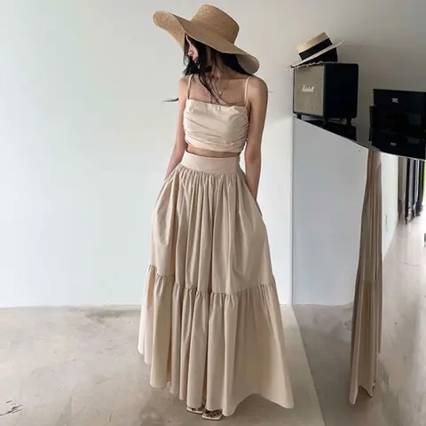 슬림핏 세트 여성용 A라인 슬림핏 쇼트 베스트 하이웨이스트 스커트 세트 여성용 세트 슬림핏 A라인 베스트 스커트 세트