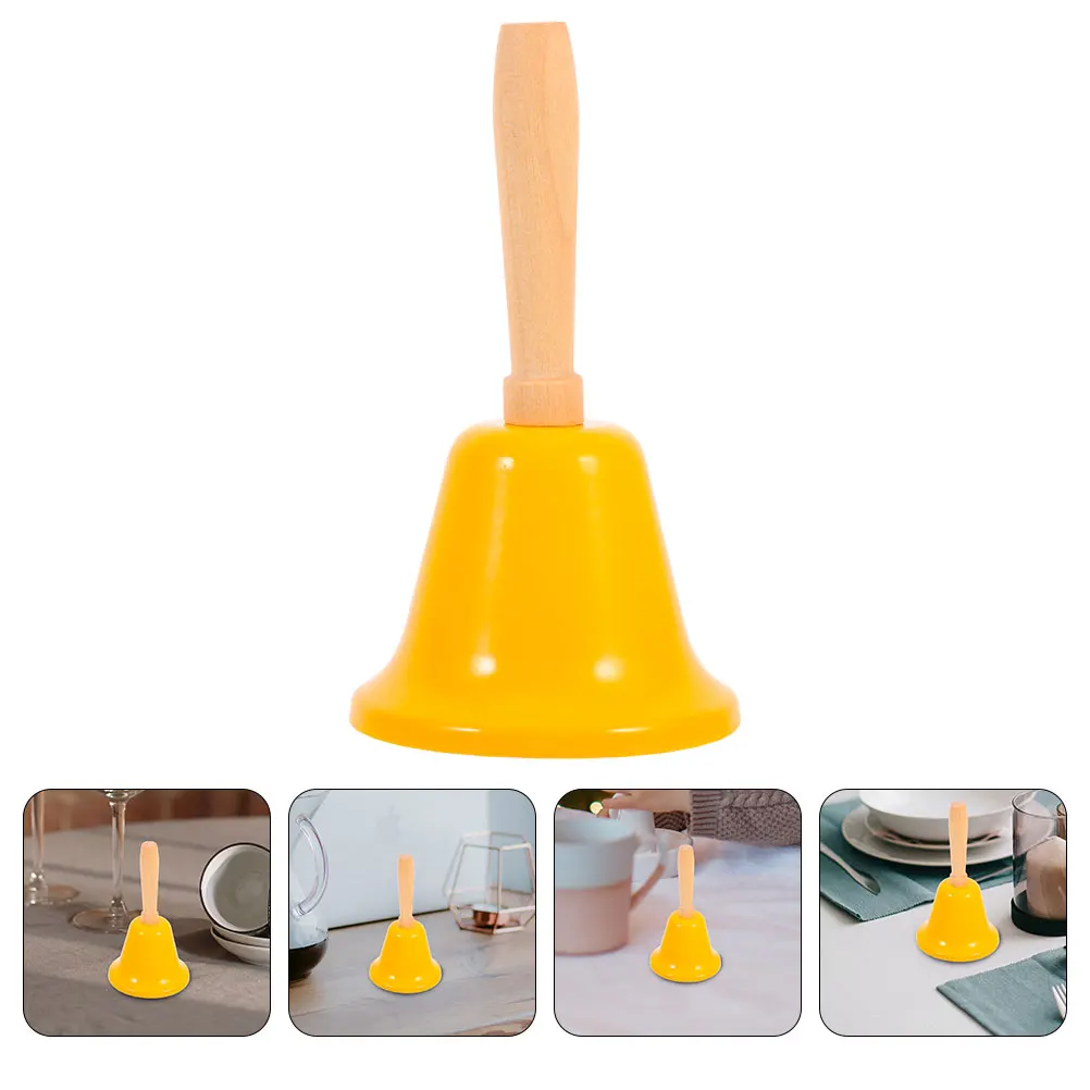 

2Pcs Hand Held Bell 6.5cm Clear Loud Jingling Sound Metal with Wood Handle for Reception Desk Teacher School Use
