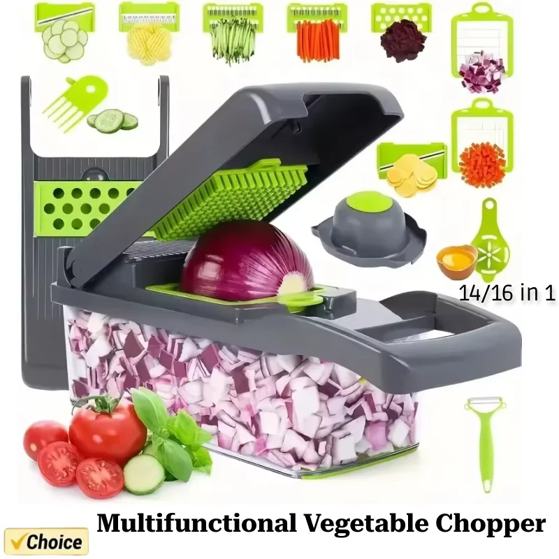 14/16 in 1 Multifunctional Vegetable Chopper Handle Food Grate Food Chopper Vegetable Slicer Dicer Cut Kitchen Items Cocina