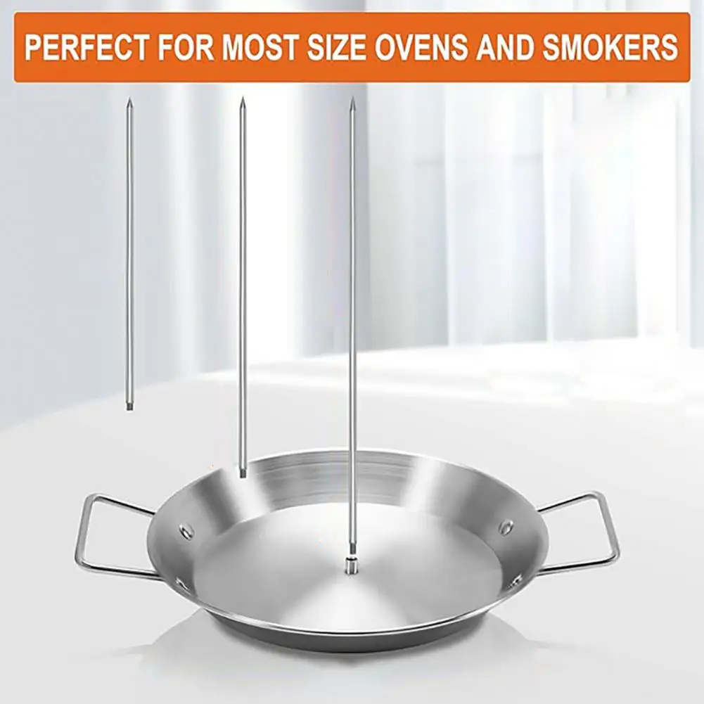 مجموعة شواية سيخ عمودية من الفولاذ المقاوم للصدأ مع 3 مسامير (8 بوصة/10 بوصة/12 بوصة) فرش علبة زيت رف كباب طقم أسياخ كباب طويلة
