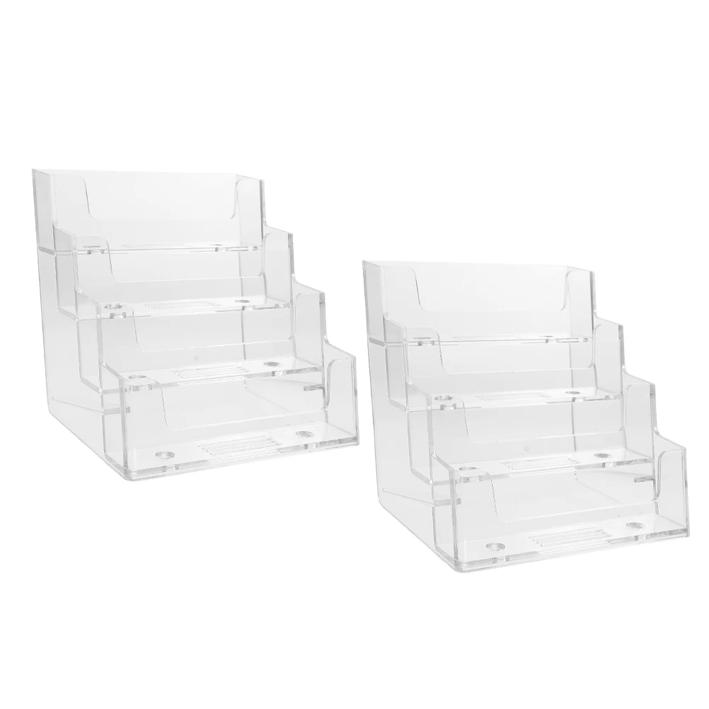 

2pcs Business Card Holder Clear Desk Organizer Sturdy Material Cards Storage Box For Office Table Top Name Card Stand