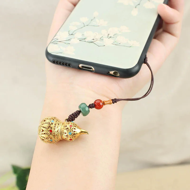 DIY accessories Fu~ Brass gourd mobile phone chain pendant exquisite creative can be opened pendant lanyard mobile phone lanyard