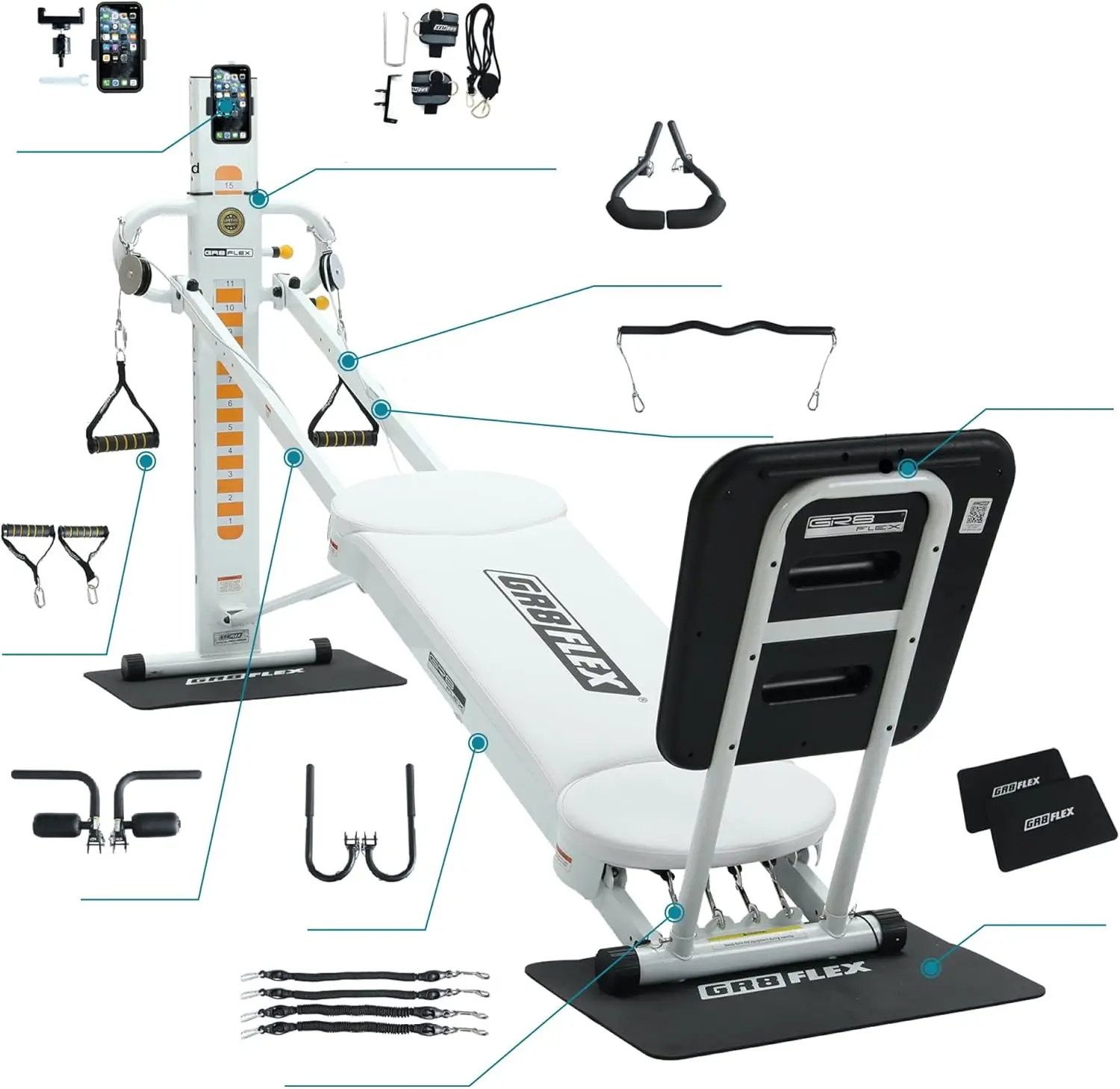 

Performance Gym - Pearl White XL Model with Total Over 100 Workout
