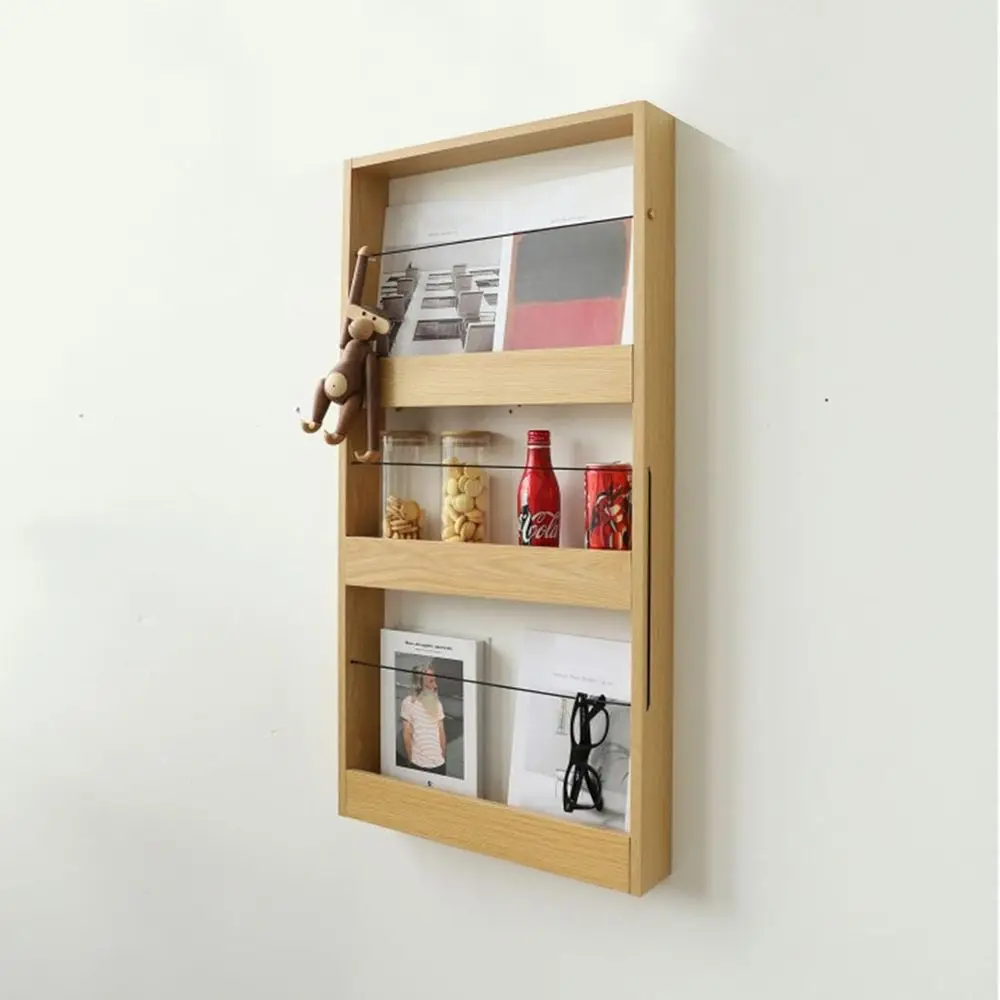 

Трехуровневая настенная деревянная полка-органайзер для журналов, почты и аксессуаров для ванной комнаты