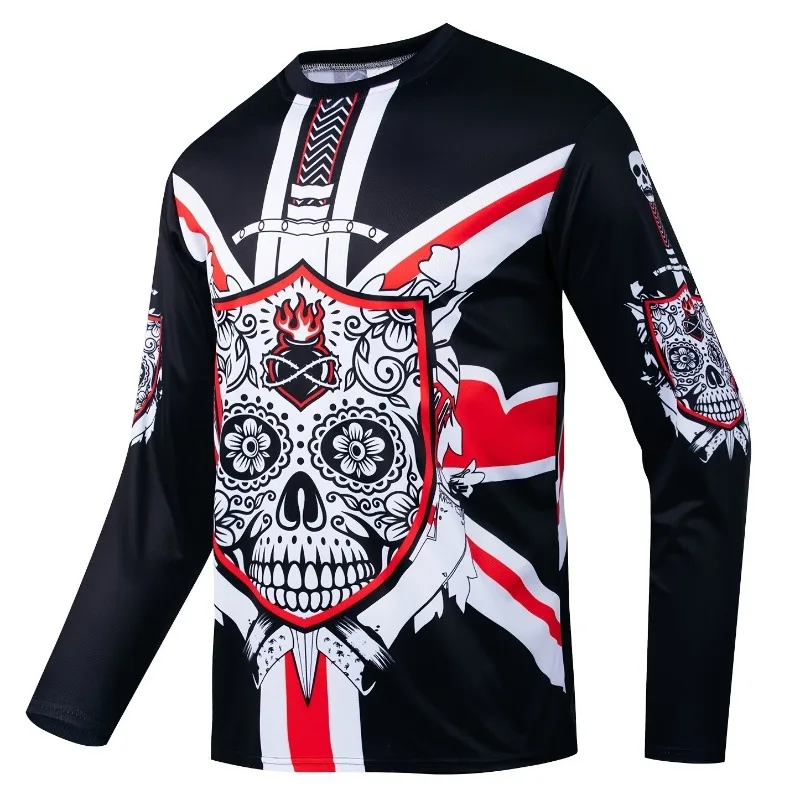 2026 Summer Downhill Suit Long Sleeved T-shirt Men's Quick Drying Breathable Mountain Bike Riding Suit Off-road Motorcycle
