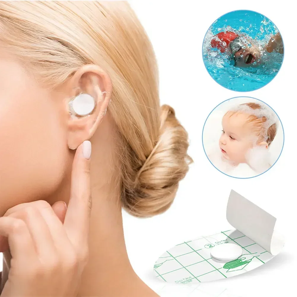 

10pcs Plastic Waterproof Ear Protector Baby Kid Adult Shower Swimming Cover Cap PU Film Disposable Ear Stickers Protection Patch