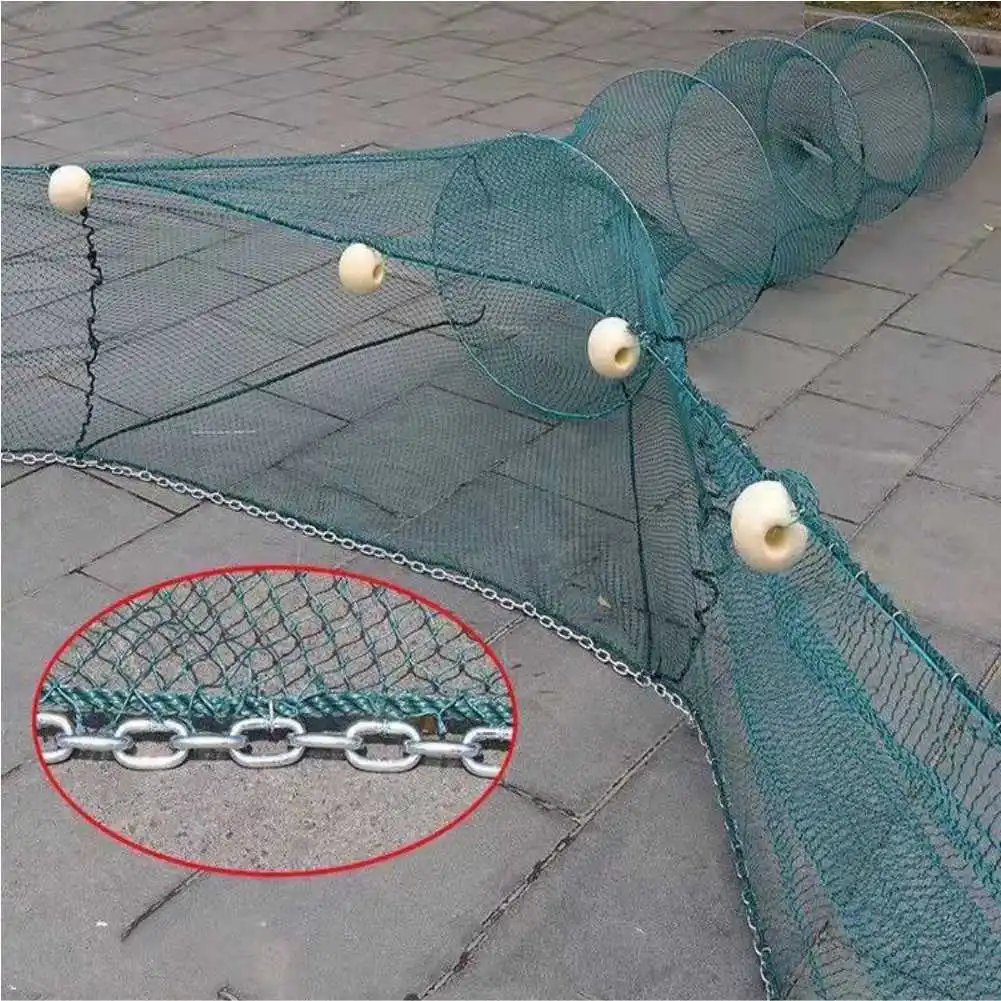 

Foldable Catch Fish Net With Iron Chain Fishing Trap Net Fishing Cage Foam Float Fishing Cage Lobster Shrimp Minnow Fish Network