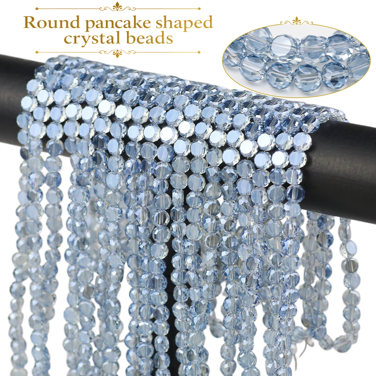 6mm 100–300pcs Crystal Glass Natural Color Round Discs Light Blue Gray Handmade DIY Jewelry Makin Bracele Decoration Accessories