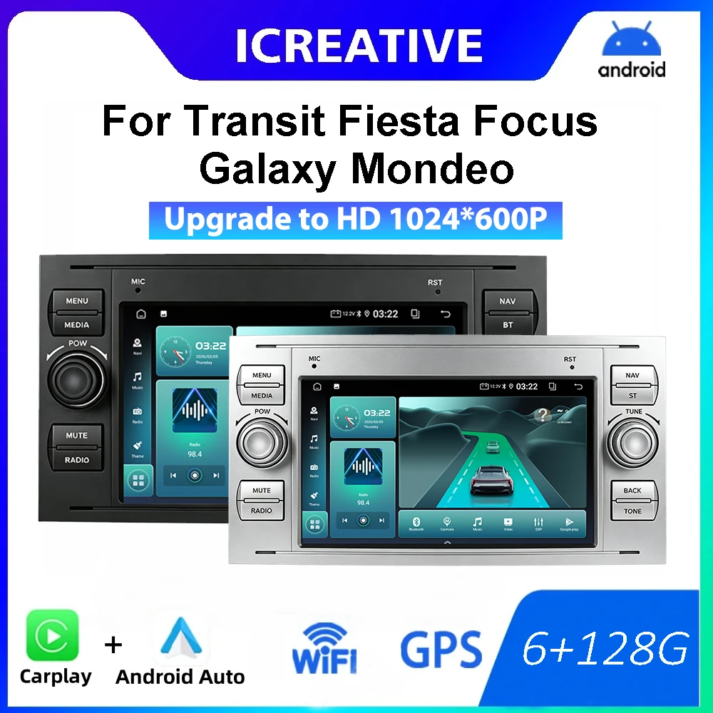 Android Radio For Ford Mondeo S-max Focus C-MAX Galaxy Fiesta Transit Fusion Connect Kuga Car Multimedia Player Navigation GPS