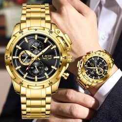 Big Watches for Men Top Luxury Brand LIGE Quartz Men’s Watch Sport Waterproof Wrist Watches Chronograph Date Relogio Masculino