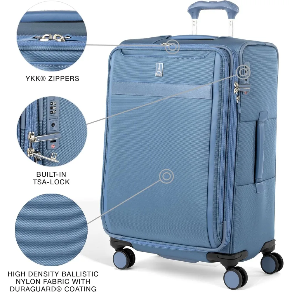 Mala giratória expansível leve 8 TSA Lock Bagagem de viagem de tamanho médio para homens e mulheres