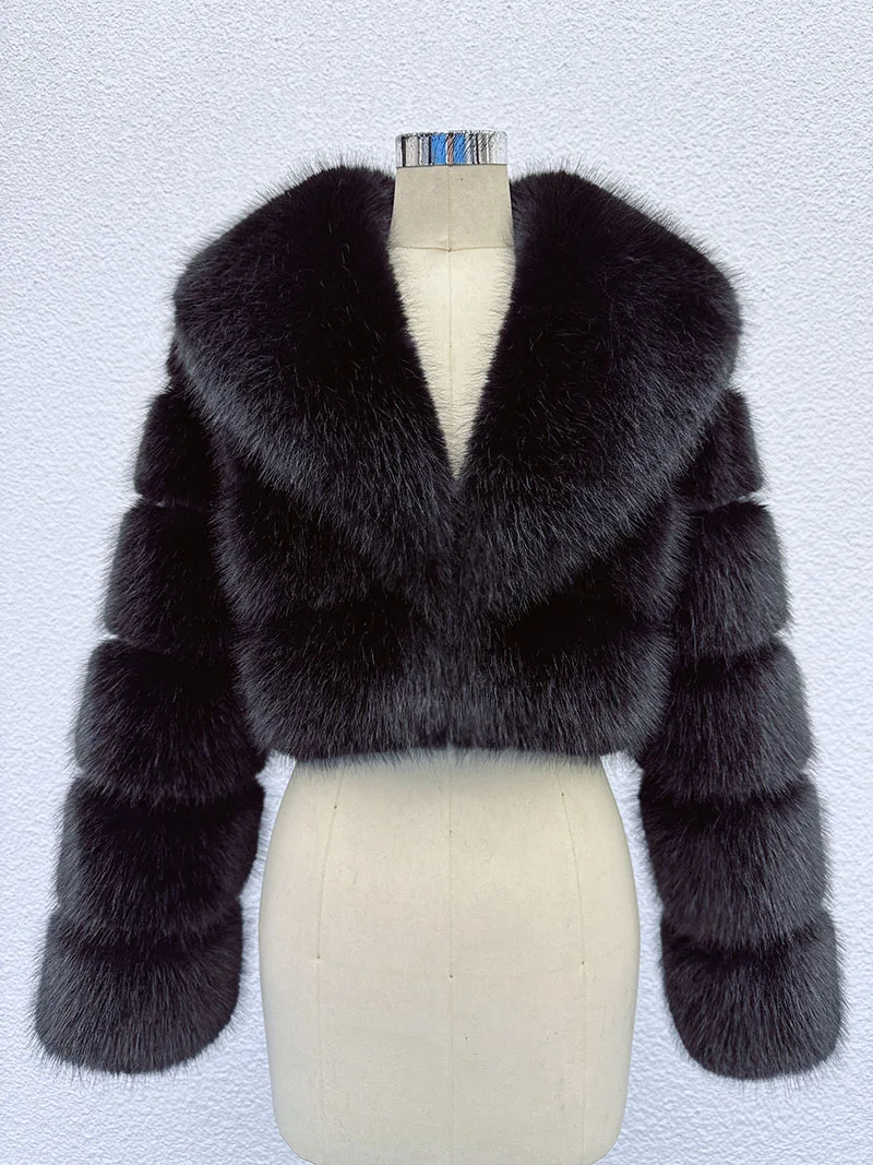 Item Number 0115X Iconic Street Fashion Week Luxury Cropped Faux Fur Coat Women Winter Hot Cool Girls Fluffy Fur Short Jacket