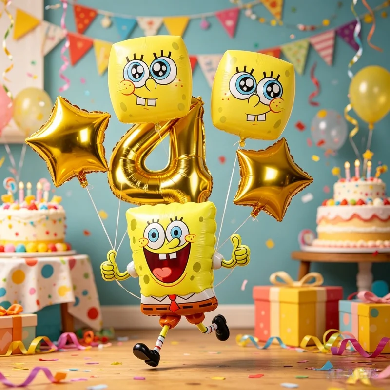 SpongeBob Schwammkopf Folienballons Geburtstagsparty-Dekorationen Cartoon-Anime-Thema Aluminiumfolienballon Babyparty-Geschenke