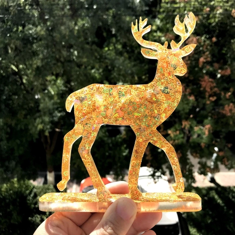 DIY Christmas Deer Resin Molds Cute 3D Animal Elk Shape Desktop Ornament Epoxy Silicone Mould Car Home Office Table Decoration