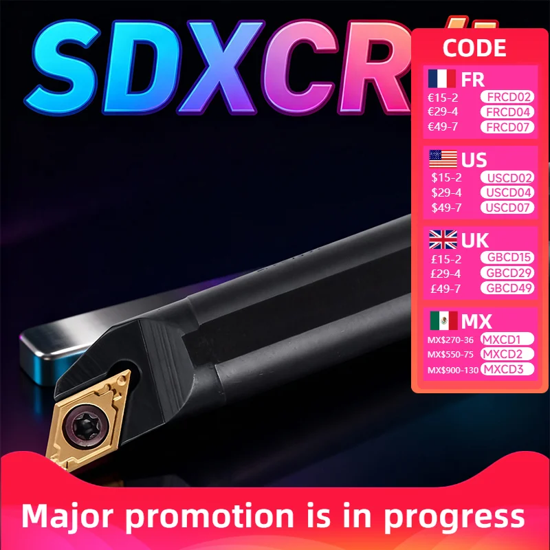 

Internal turning tool S08K-SDXCR07 S10K-SDXCR07 S12M-SDXCR07 S16Q-SDXCR11 S25S-SDXCR11 Lathe Turning CNC Cutting Tool Cutter Bar