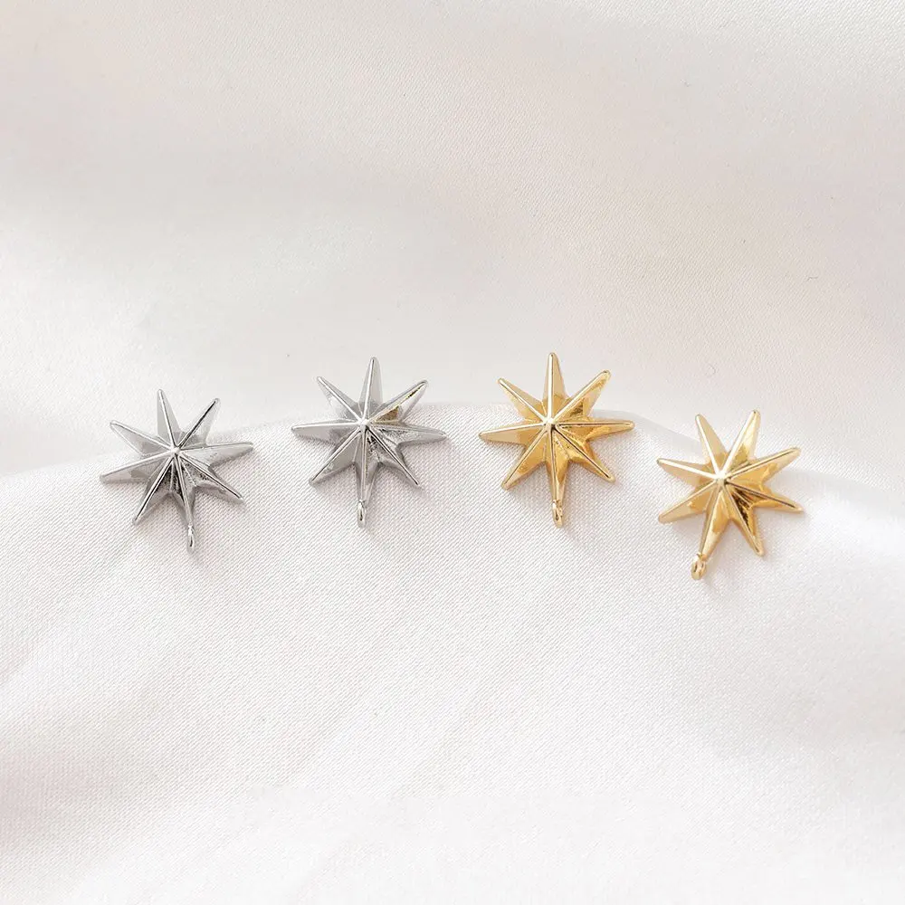 6PCS Celestial North Star Ear Studs Diy Earrings Supplies for Jewelry Findings Components DIY  Accessories 14k Gold Plated 13mm