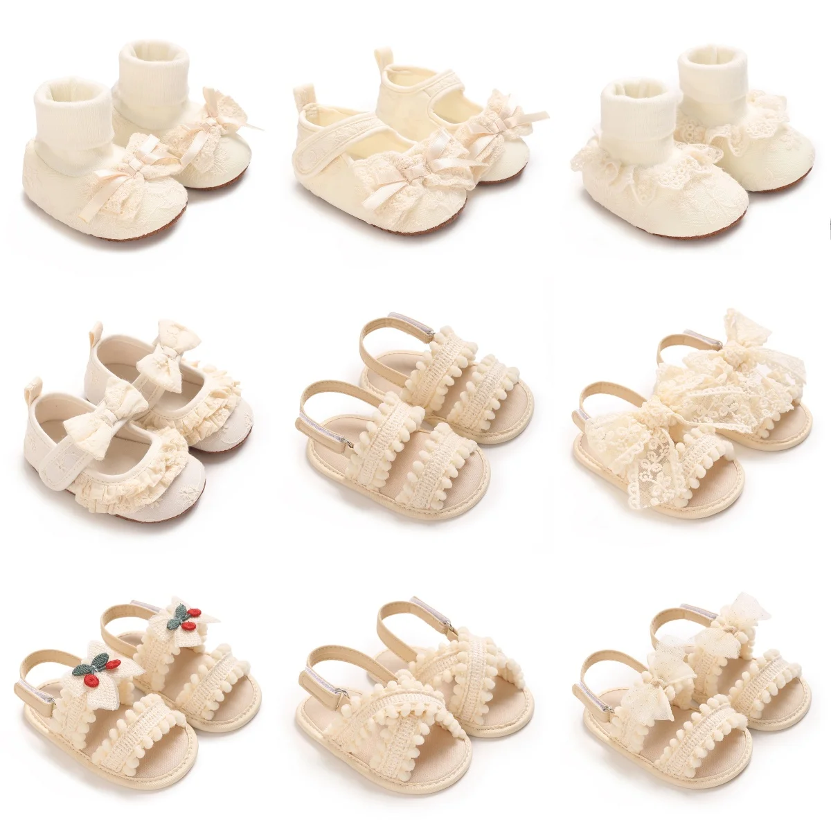 Newborn Baby Girls Mary Jane Flats Cute Bowknot Wedding Dress Shoes Non-Slip First Walkers Embroidery Flower Soft Shoes