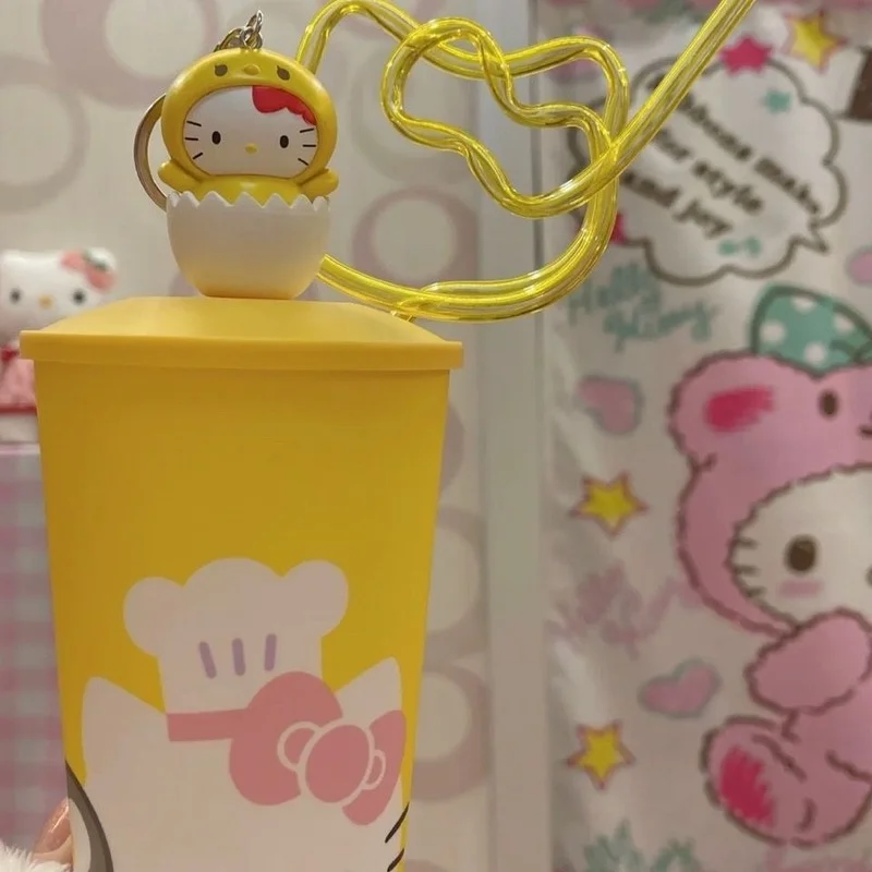 Sanrio Hello Kitty Glass Straws Cute Girls Eco Friendly Reusable Drinking Straw for Smoothies Cocktails Bar Accessories Straws